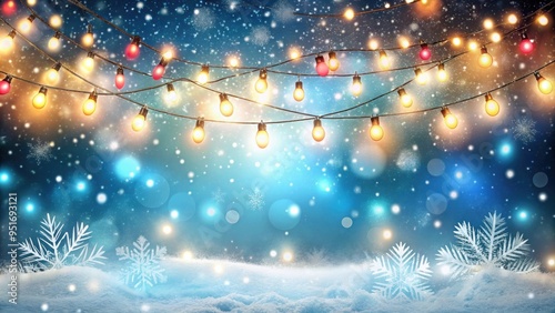 Festive and elegant Christmas background with twinkling lights and snowfall, Christmas, holiday, winter, decoration