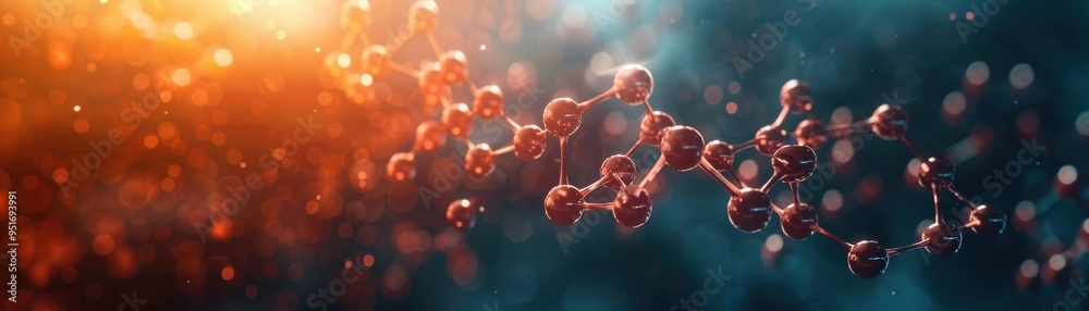 A colorful image of molecules with a blue background A colorful image of molecules with a blue background