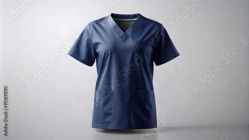 Navy blue nurse scrubs top with short sleeves mockup on background clipart, Nurse, scrubs, navy blue, top