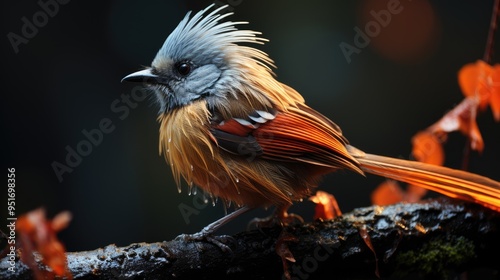 Beautiful whitecrested laughingthrush perching photo