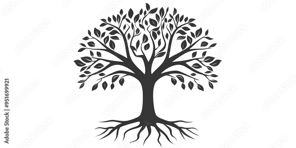 Fototapeta premium tree with roots icon in outlines on white background