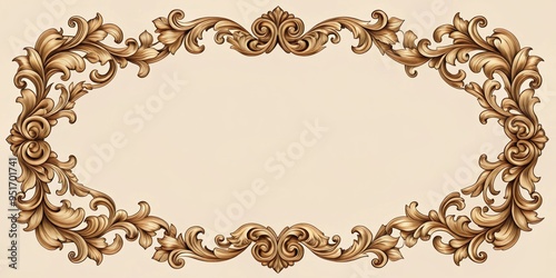 Baroque Victorian frame border with ornate arabesque design , elegant, ornate, intricate, decorative, vintage