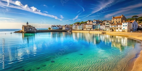 Town on the beach in an undisclosed province with calm water , beach, town, seaside, tranquil, peaceful, vacation, coast photo