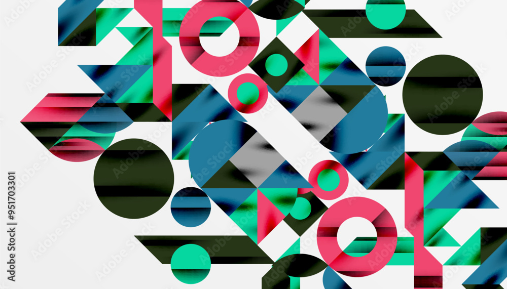 Neo memphis geometric pattern with circles, squares and lines. Pop art abstract background for covers, banners, flyers and posters and other templates