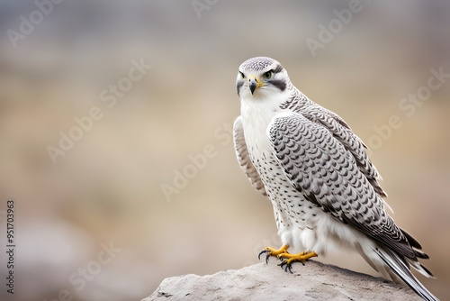 Gyrfalcon bird blurry nature background, Ai Generated