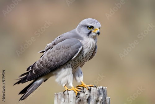 Grey kestrel bird blurry nature background, AI Generated