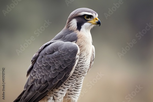 Grey falcon bird blurry nature background, Ai Generated