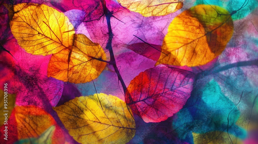 Fototapeta premium Vibrant leafy abstract in captivating