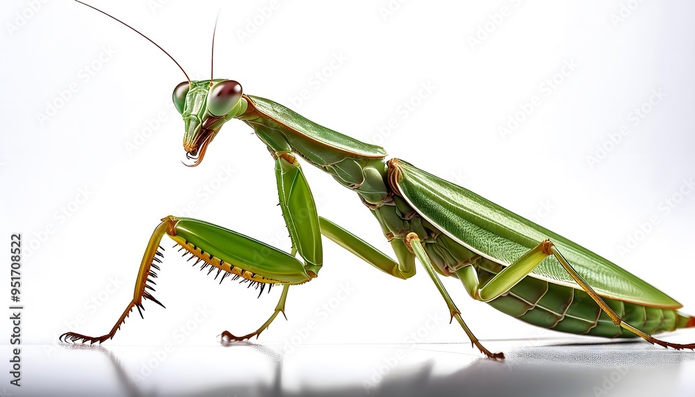 A Praying Mantis on a white background. A Praying Mantis on a white background.