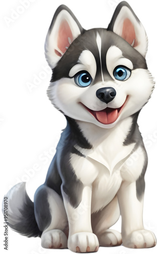 Adorable Siberian Husky Cartoon Clipart for Kids and Designers.