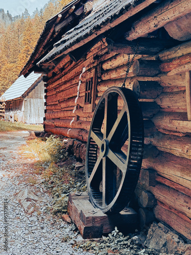 Old wooden cottage in Mlyny Oblazy in Kvačianska Dolina photo