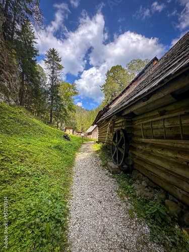 Old wooden cottage in Mlyny Oblazy in Kvačianska Dolina photo