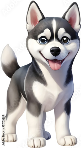 Adorable Siberian Husky Cartoon Clipart for Kids and Designers.