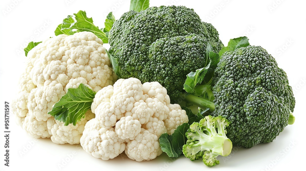Fresh broccoli and cauliflower arranged together, showcasing vibrant colors and healthy vegetables for culinary inspiration.