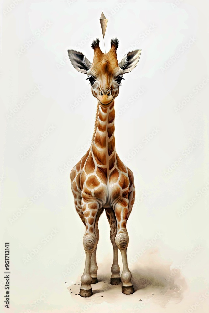 Obraz premium Giraffe with party hat for birthday card