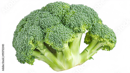 Fresh Green Broccoli Florets Isolated on White Background