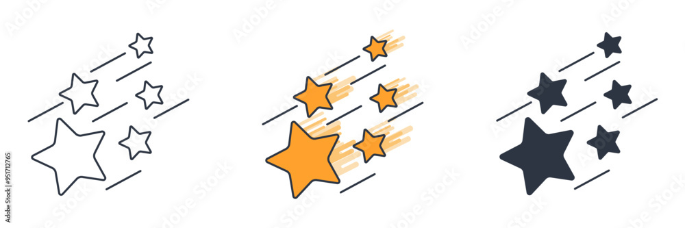 Shooting stars icon symbol vector illustration isolated on white background Shooting stars icon symbol vector illustration isolated on white background