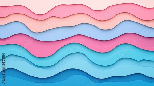 wavy background with paper cut style