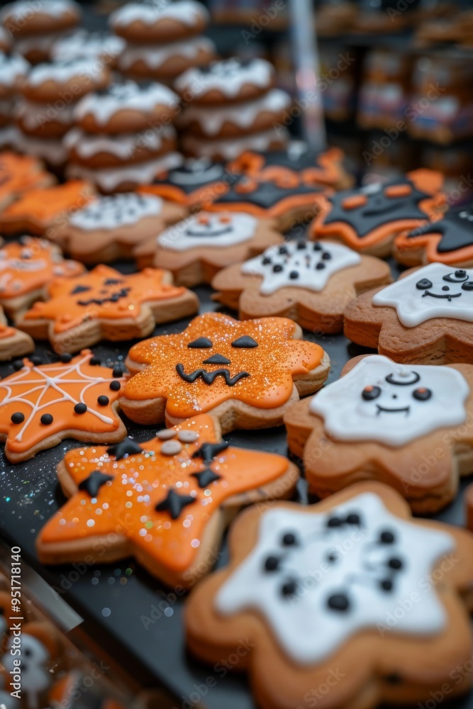Fresh Halloween pumpkin shaped cookies. Bakery. Bake. Cookies. Pumpkin.
Fresh Halloween pumpkin shaped cookies. Bakery. Bake. Cookies. Pumpkin.