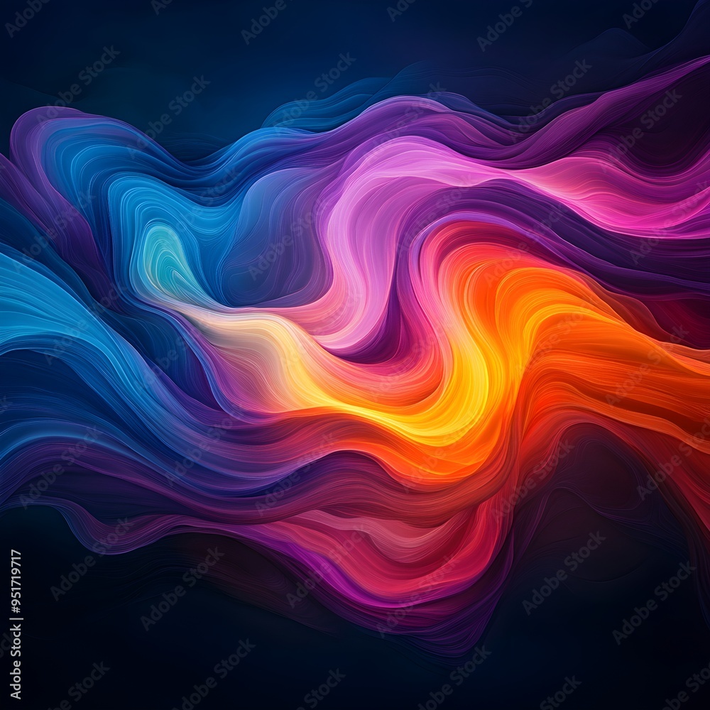 Fototapeta premium Dynamic Neon Visualization of Turbulent Wind Currents.