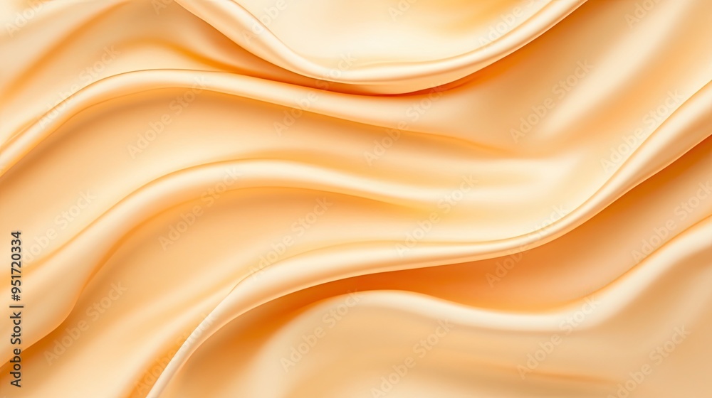 Obraz premium Elegant soft satin fabric in a warm peach tone, showcasing smooth, flowing textures that evoke luxury and sophistication.