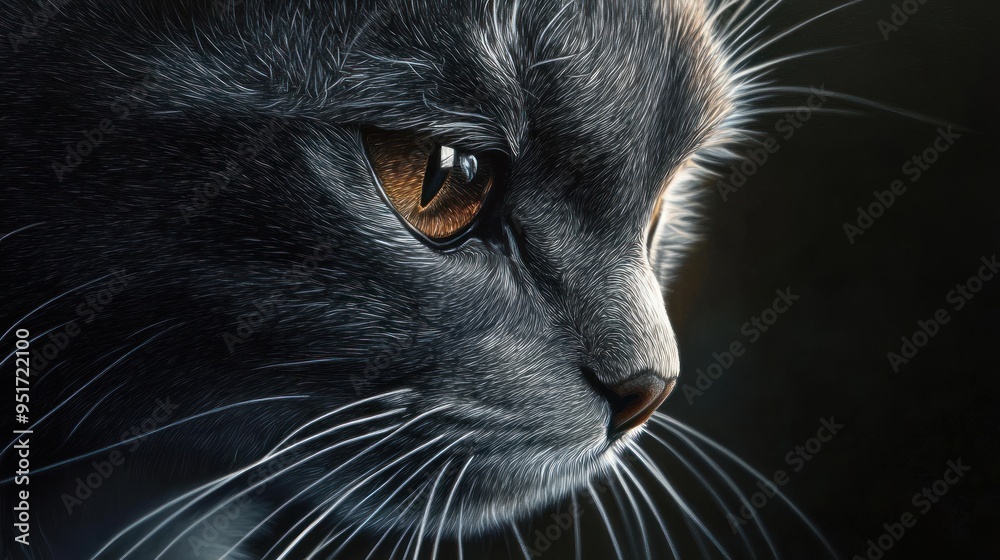Gray Cat with Striking Golden Eyes Gray Cat with Striking Golden Eyes