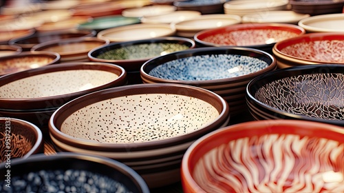 Different ceramic empty plates and bowls