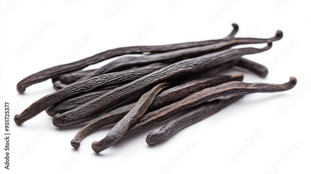 Dry vanilla beans isolated on white background Dry vanilla beans isolated on white background