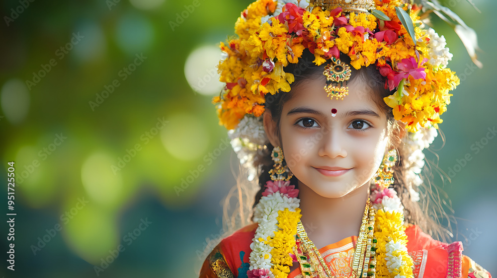 Girl with Kerala festive costume Girl with Kerala festive costume