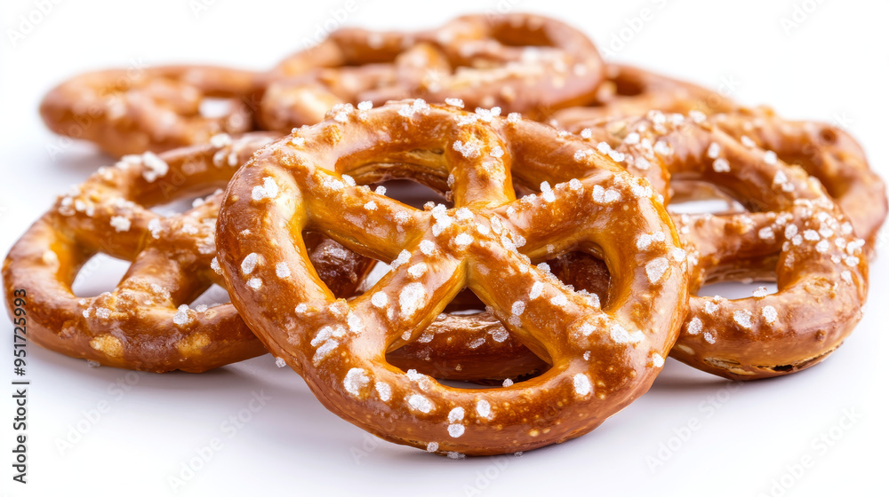 Salty pretzels, isolated against a white background. Salty pretzels, isolated against a white background.