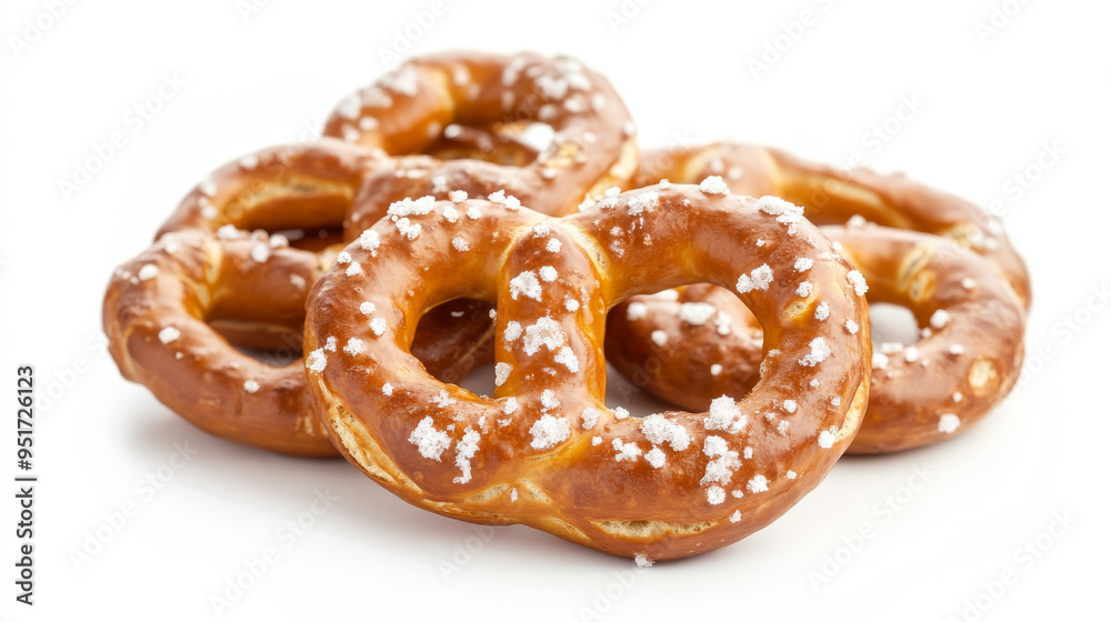 Salty pretzels, isolated against a white background. Salty pretzels, isolated against a white background.