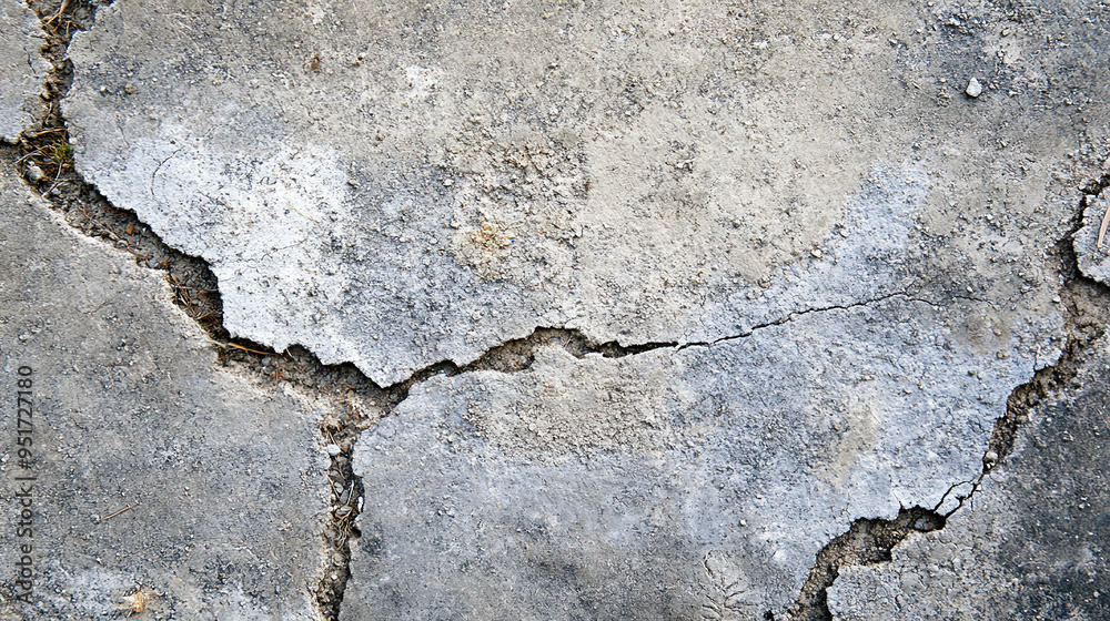 Obraz premium Rough concrete wall texture background with cracks and imperfections, presenting a raw and industrial style suitable for architecture and urban design projects.