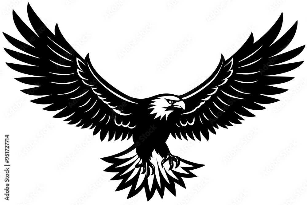 A Bald Eagle black Silhouette Vector, Flying Bald Eagle black and white Silhouette vector isolated on a white background A Bald Eagle black Silhouette Vector, Flying Bald Eagle black and white Silhouette vector isolated on a white background