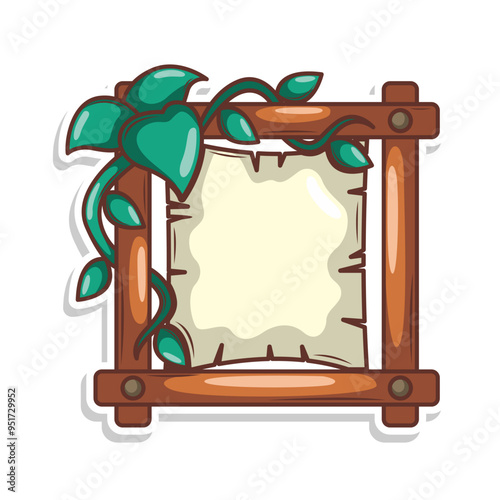 wood frame nature with leaf illustration

