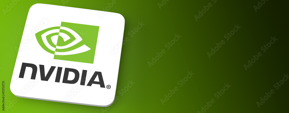 logo of the technology company nvidia with copy space on a green ...