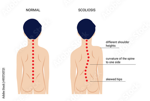 Scoliosis curvature of the spine four stages of disease development
