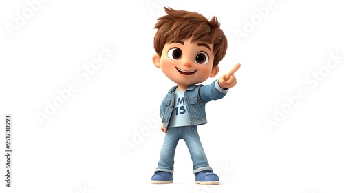A cute 3D cartoon boy or girl standing on a white background,generated with AI.