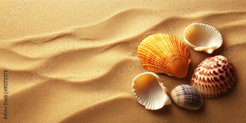 Tropical Paradise Abstract: Vibrant Summer Beach Vacation Concept. Minimalist Ocean and Sky Design with Elegant Sand and Shell Textures. Versatile Marketing Background for Leisure and Holiday Promotio