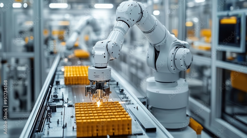advanced robotic arms perform precise assembly tasks in a hightech ...