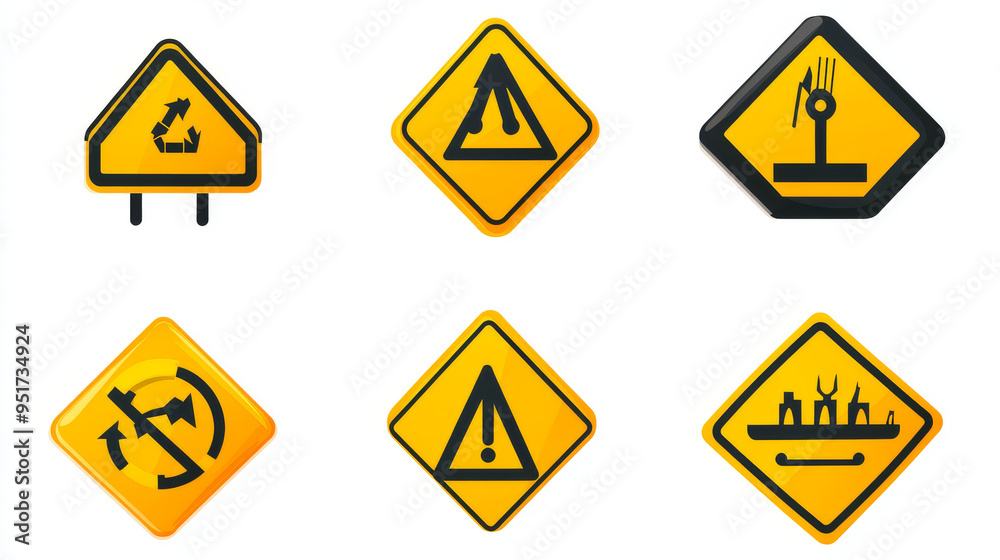 Vector signs and plates for warning, caution, and danger alerts, featuring yellow safety signs for hazard areas. Includes symbols for danger, shock, keep out, caution, and risk zones,. Vector signs and plates for warning, caution, and danger alerts, featuring yellow safety signs for hazard areas. Includes symbols for danger, shock, keep out, caution, and risk zones,.