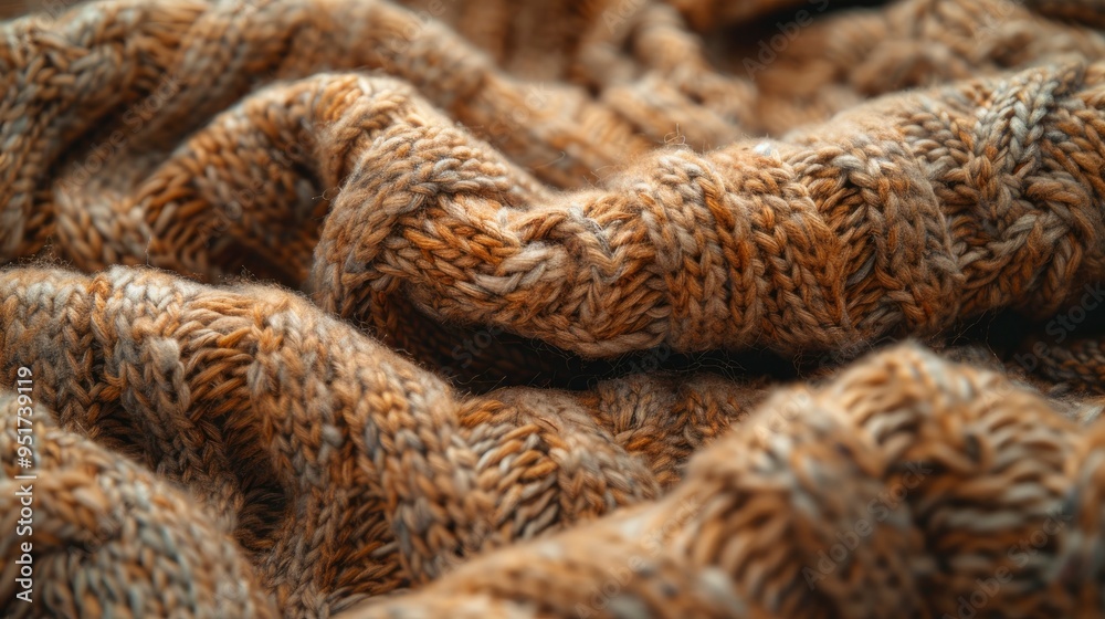 High-resolution close-up of a knitted wool sweater, focusing on the interlocking yarns and soft texture. The image highlights the warmth and comfort of the fabric. High-resolution close-up of a knitted wool sweater, focusing on the interlocking yarns and soft texture. The image highlights the warmth and comfort of the fabric.