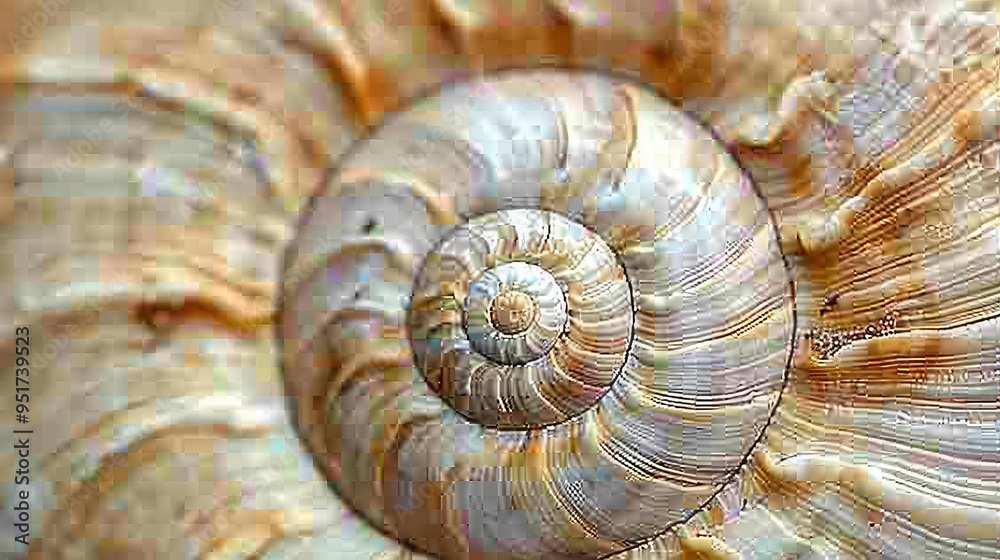 Macro shot of a snail shell, focusing on the spiral pattern and the ridged texture. The image captures the natural beauty and uniqueness of the shell. Macro shot of a snail shell, focusing on the spiral pattern and the ridged texture. The image captures the natural beauty and uniqueness of the shell.