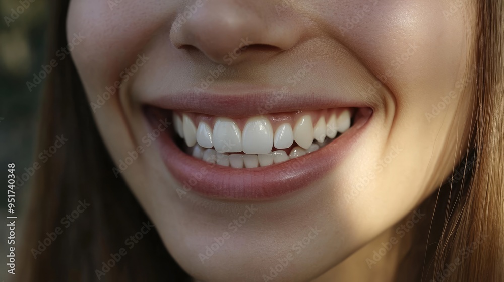 Close-up of a Woman's Smile with Perfect Teeth Close-up of a Woman's Smile with Perfect Teeth