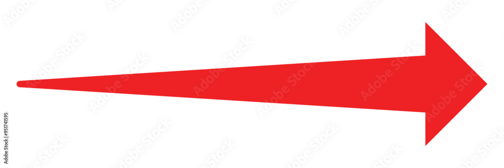 Horizontal long straight arrow signs. Red pointer, direction, position symbol and arrow icon. Long arrow. Eps 10. Horizontal long straight arrow signs. Red pointer, direction, position symbol and arrow icon. Long arrow. Eps 10.
