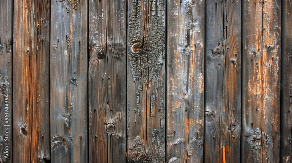 Close-up of a wooden fence, showing the rough and weathered texture of the wood. The image highlights the natural beauty and rustic charm of the fence.