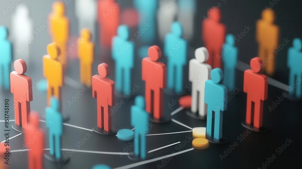 HR data analysis, employee icons and statistical graphs, 3D illustration HR data analysis, employee icons and statistical graphs, 3D illustration