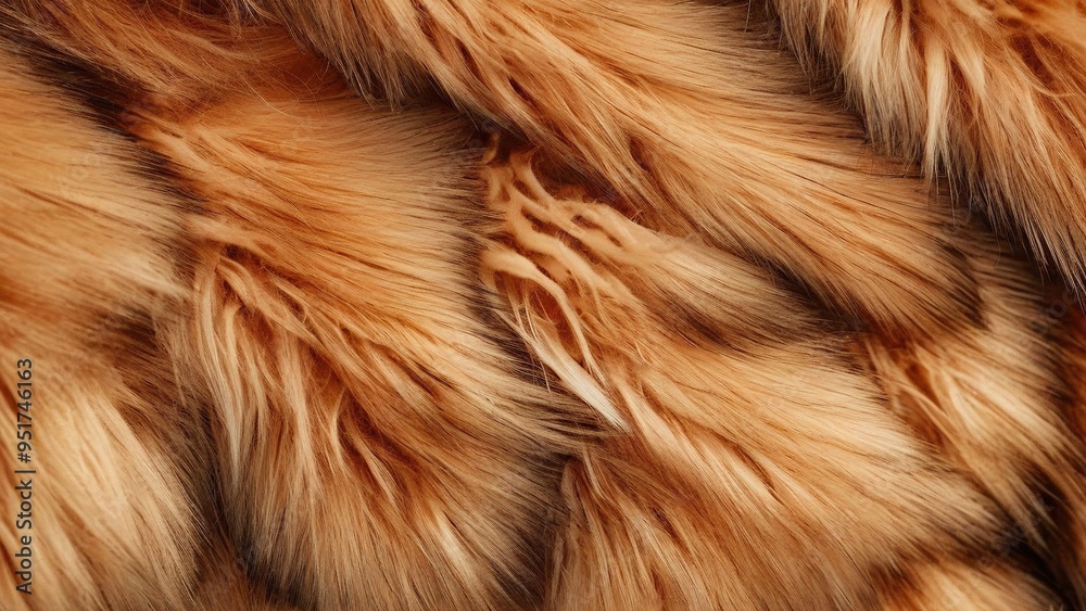 Close-up of soft, fluffy, reddish-brown faux fur. Close-up of soft, fluffy, reddish-brown faux fur.