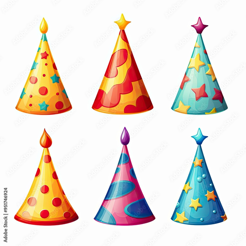 Party hats collections on white background Party hats collections on white background