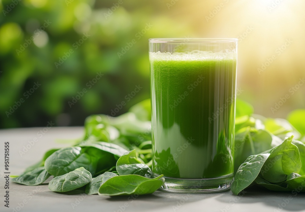A healthy organic smoothie made with green spinach