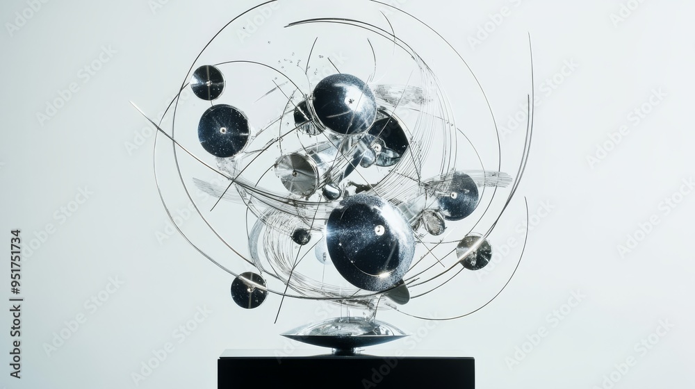 Elegant Kinetic Sculpture with Multiple Moving Parts Captured in Mid-Motion Elegant Kinetic Sculpture with Multiple Moving Parts Captured in Mid-Motion